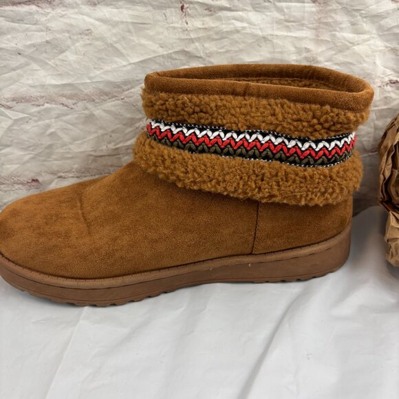 White Mountain Icons Women's 8 Tan Faux Fur Slip-on Booties - Picture 10 of 11